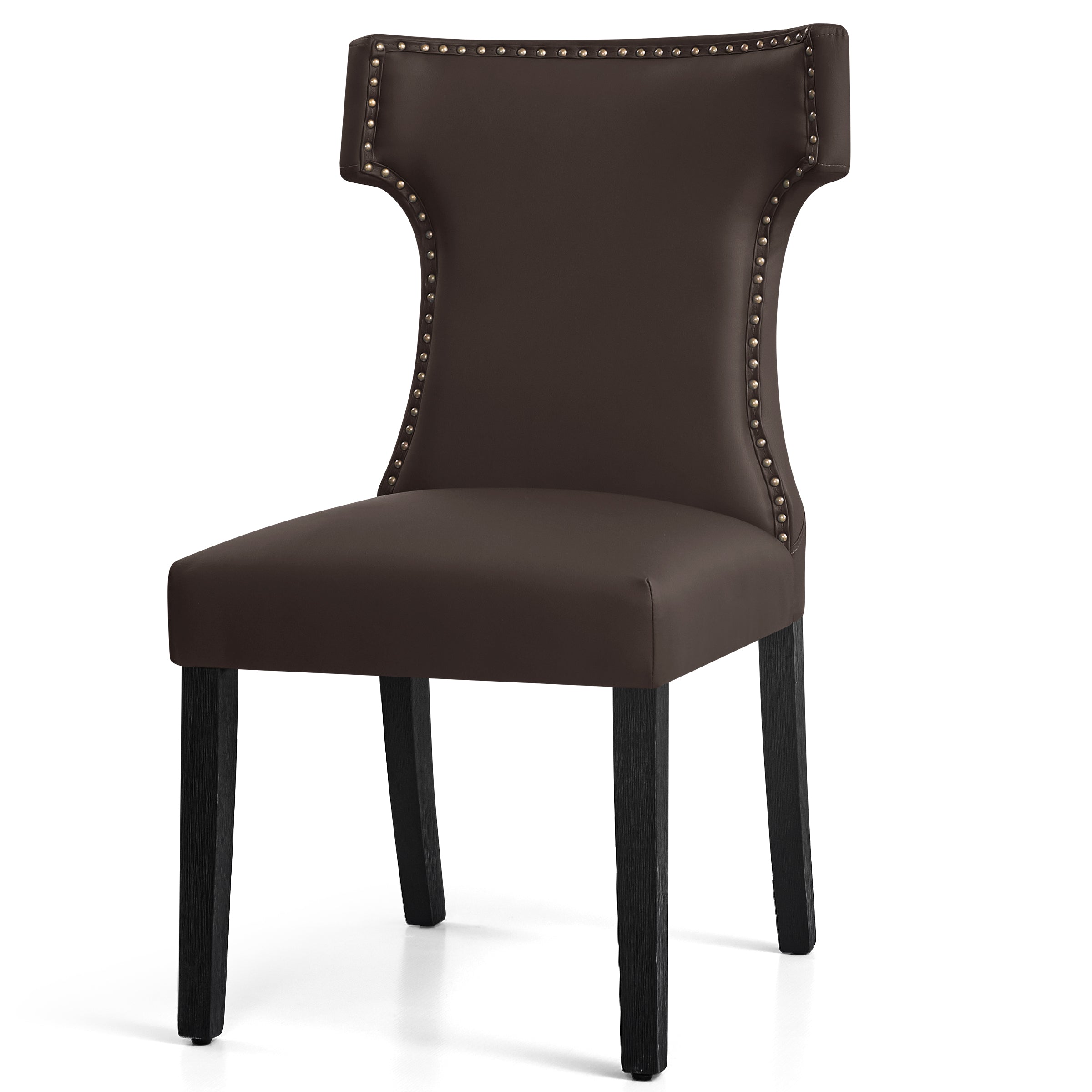 Wingback Dining Chair Hourglass Back Faux Leather Dining Chairs (Set of 2)