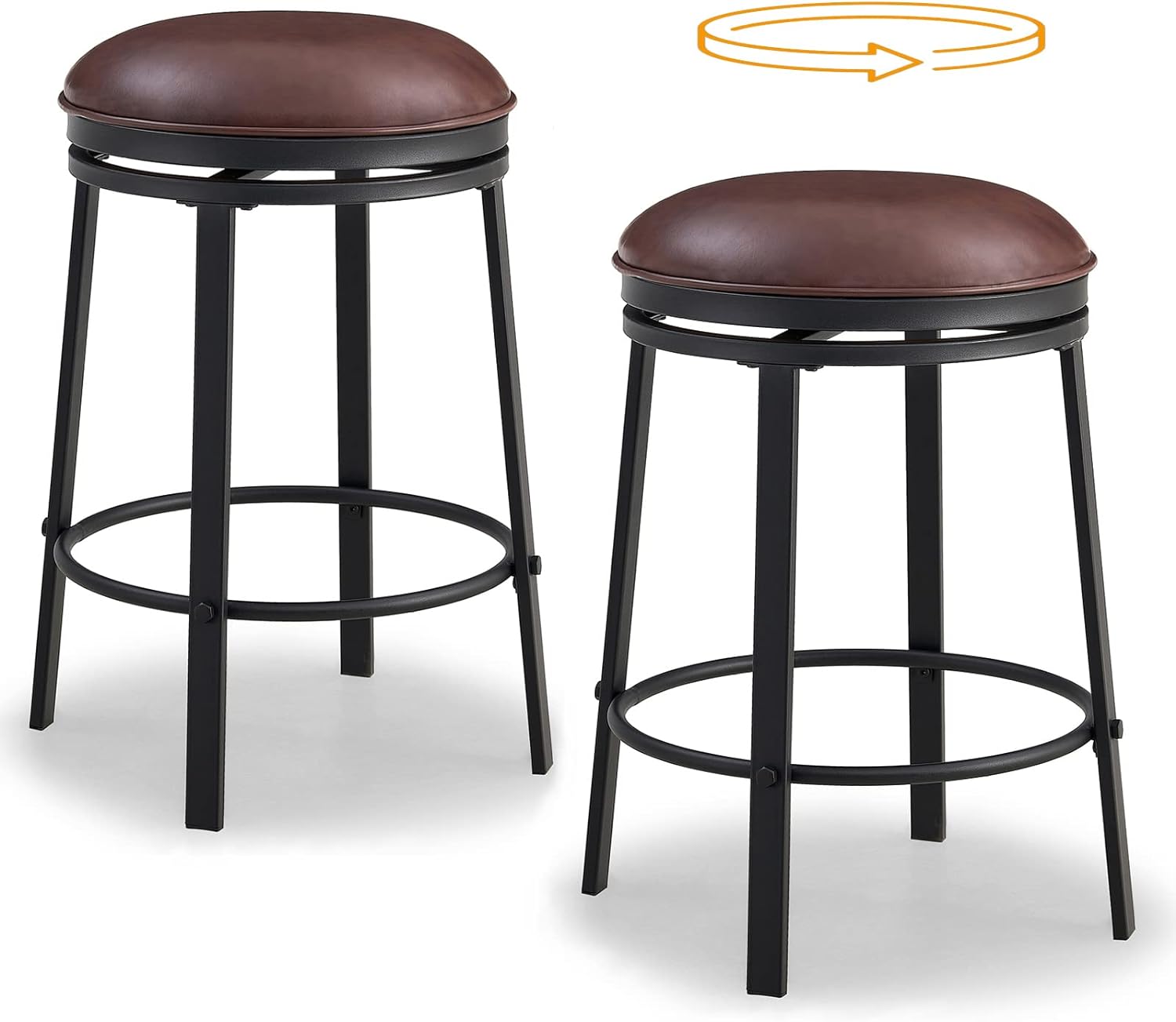 Backless Swivel Bar Height Stools （Set of 2）