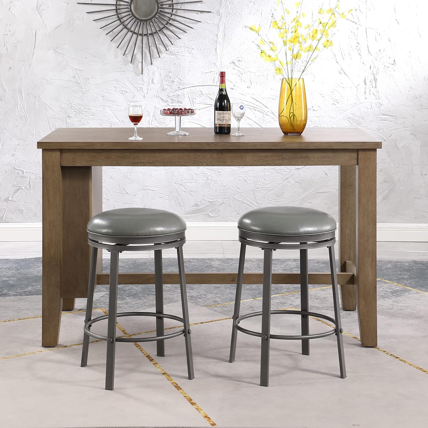 Backless Swivel Bar Height Stools （Set of 2）