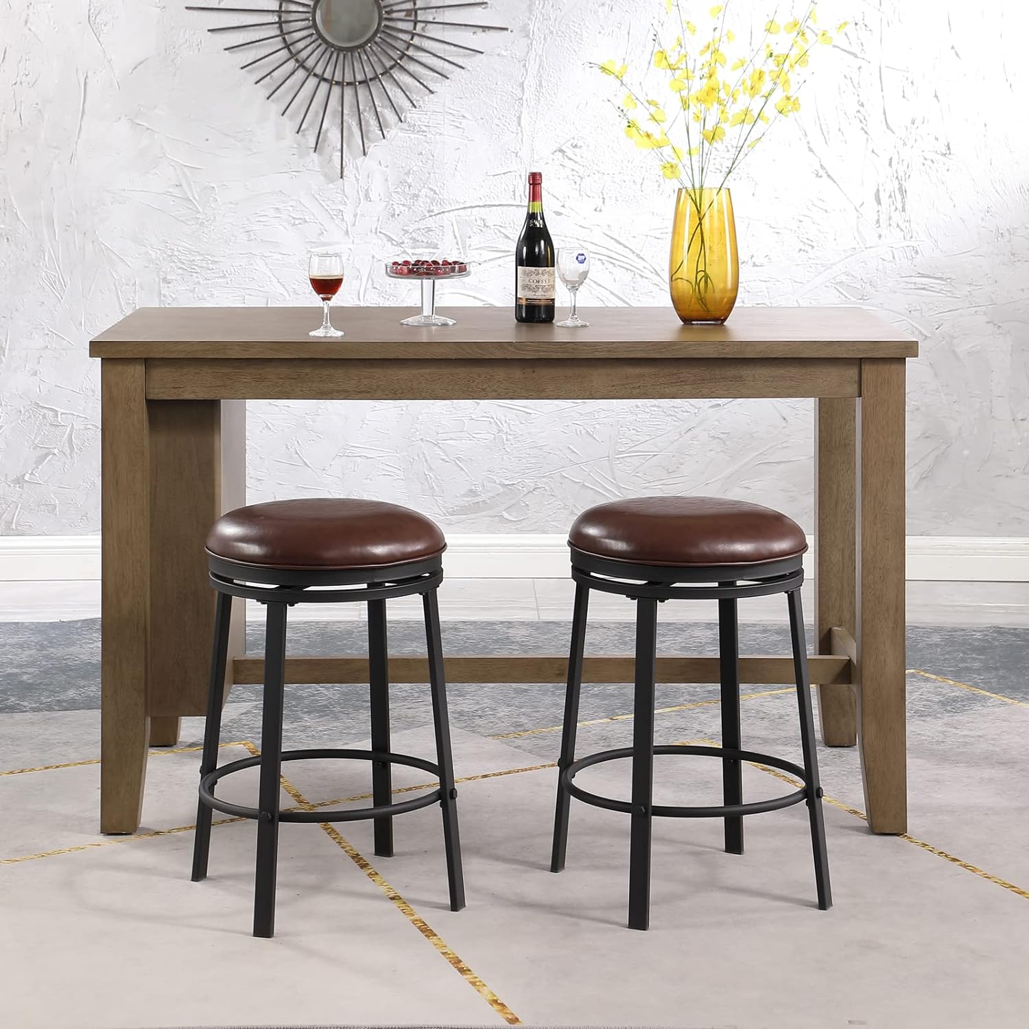 Backless Swivel Bar Height Stools （Set of 2）