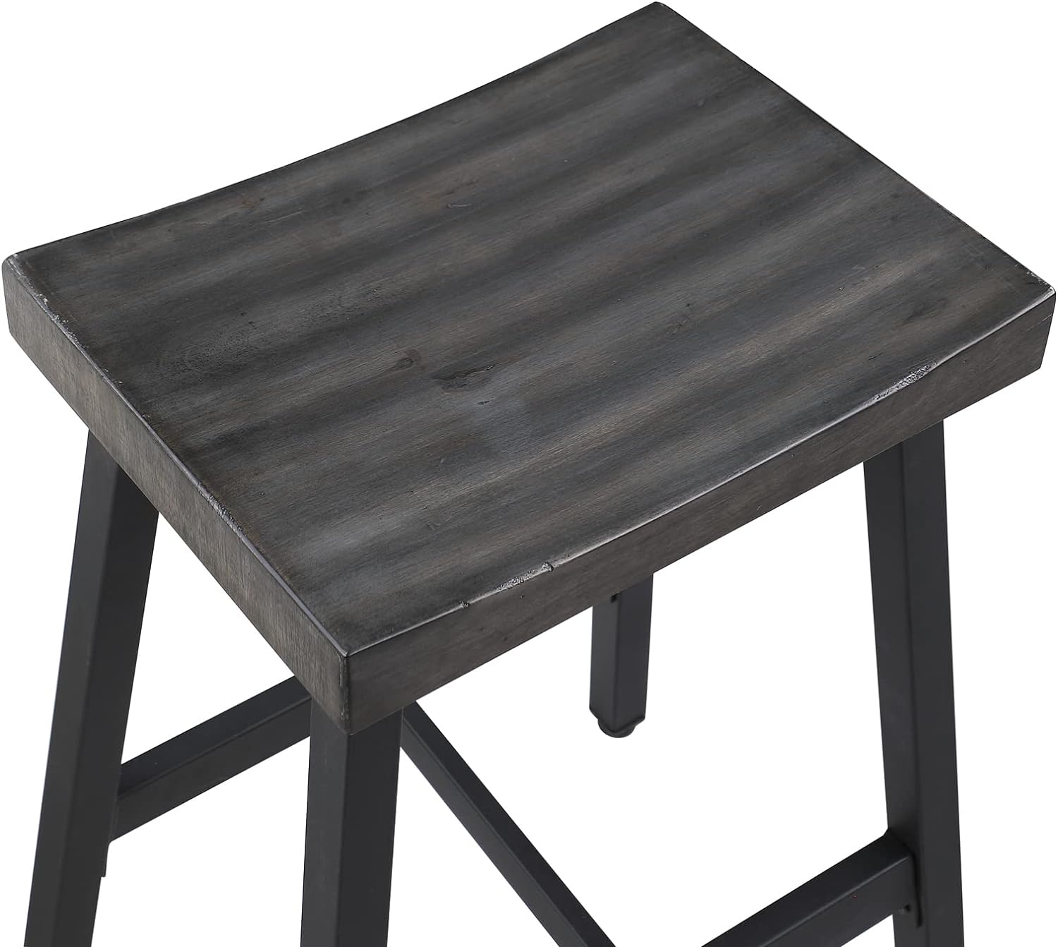 Rustic Industrial Wood Bar Stools （Set of 2）