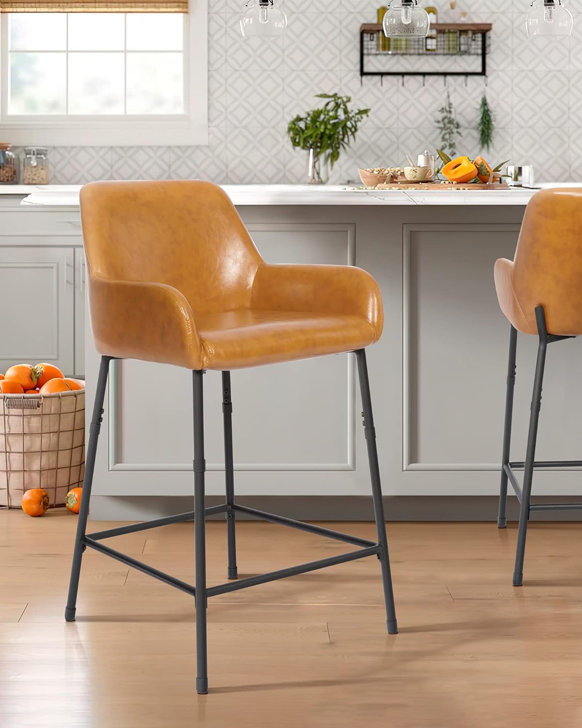 Elegant High-Back Counter Chairs （Set of 2）